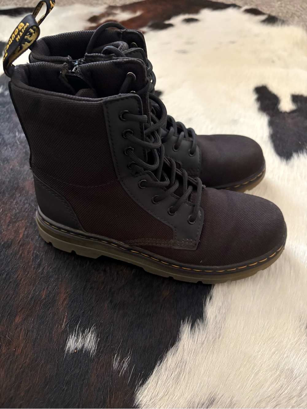 Dr. Martens Kids Black Lace-Up Canvas Combat Boots
